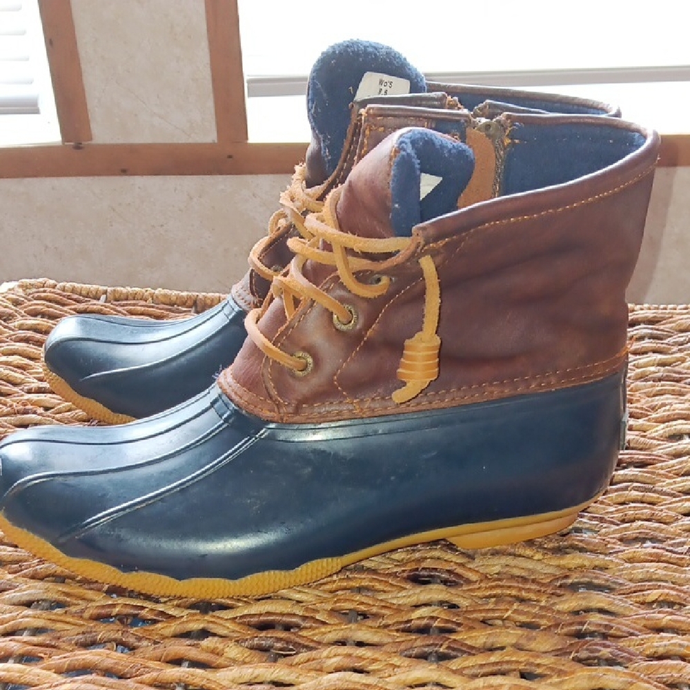 Brown and Blue Sperry Boots